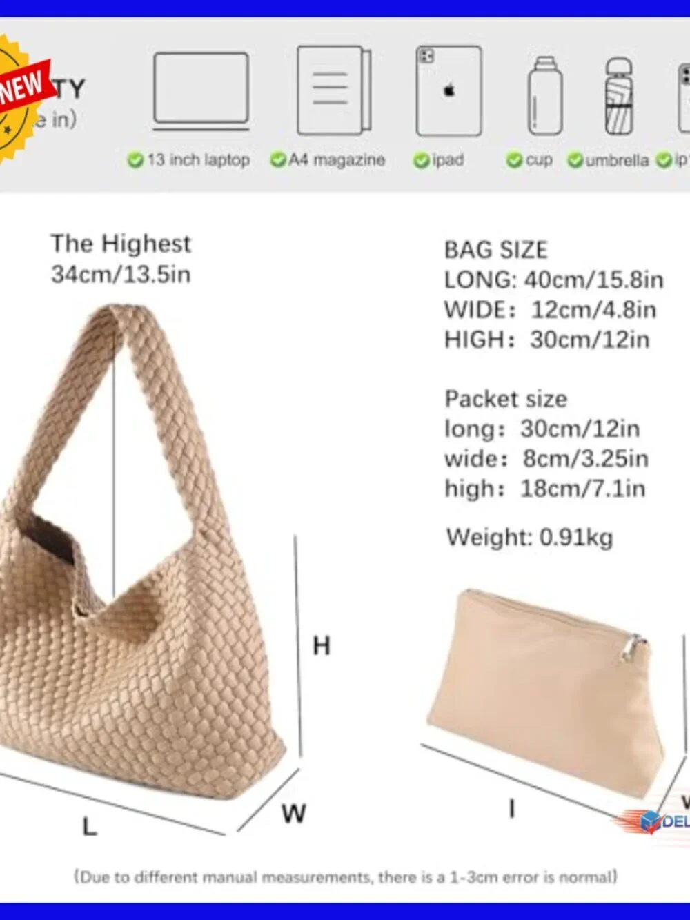 Large Vegan Leather Woven Hobo Tote Bag with Clutch and Wide Shoulder Strap